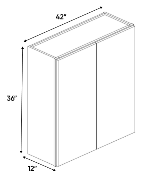 Liberty Black Shaker Oak -  W4236 - Double Door Wall Cabinet - 42"W x 36"H x 12"D