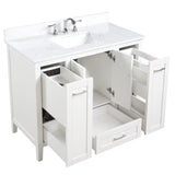 Allen-Roth Christy 42-In Carrara White Undermount Single Sink Bathroom Vanity With White Engineered Marble Top