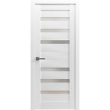 Solid French Door | Quadro 4266 White Silk with Frosted Glass | Single Regular Panel Frame Trims Handle | Bathroom Bedroom Sturdy Doors