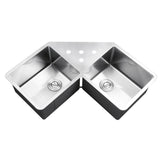 44 Inch Corner Butterfly Undermount Kitchen Sink 16 Gauge Double Bowl Sink - BUILDMYPLACE