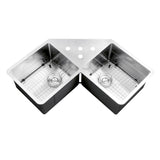 44 Inch Corner Butterfly Undermount Kitchen Sink 16 Gauge Double Bowl Sink - BUILDMYPLACE