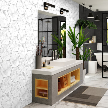 6 In Hexagon La Marca Statuarietto Polished Glazed Porcelain Mosaic Tile