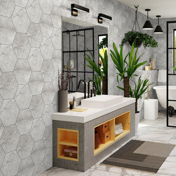 6 In Hexagon La Marca Paradiso Honed Glazed Porcelain Mosaic Tile