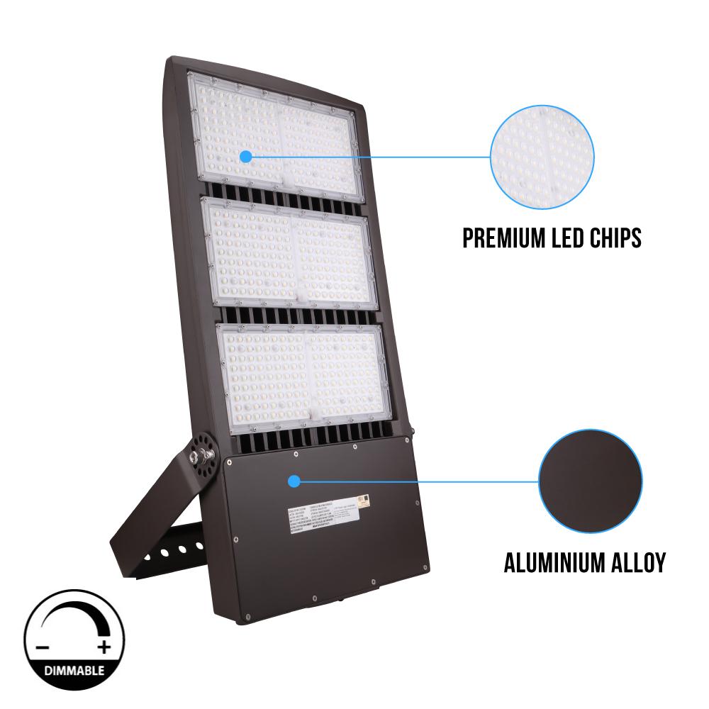 450W LED High Output Flood Light With Photocell, 5700K, AC277 - 480V High Voltage, Dusk to Dawn Security Light, IP65, Bronze, With 20KV Surge Protector, For Garden Yard Parking Lot Stadium Arena Lighting Fixture - BUILDMYPLACE