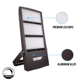 450W LED High Output Flood Light With Photocell, 5700K, AC277 - 480V High Voltage, Dusk to Dawn Security Light, IP65, Bronze, With 20KV Surge Protector, For Garden Yard Parking Lot Stadium Arena Lighting Fixture - BUILDMYPLACE