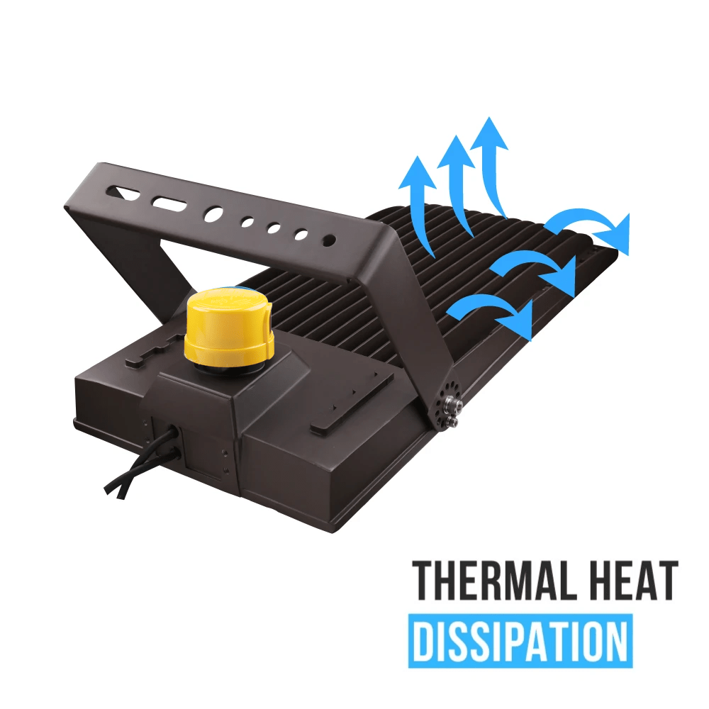 450W LED High Output Flood Light With Photocell, 5700K, AC277 - 480V High Voltage, Dusk to Dawn Security Light, IP65, Bronze, With 20KV Surge Protector, For Garden Yard Parking Lot Stadium Arena Lighting Fixture - BUILDMYPLACE