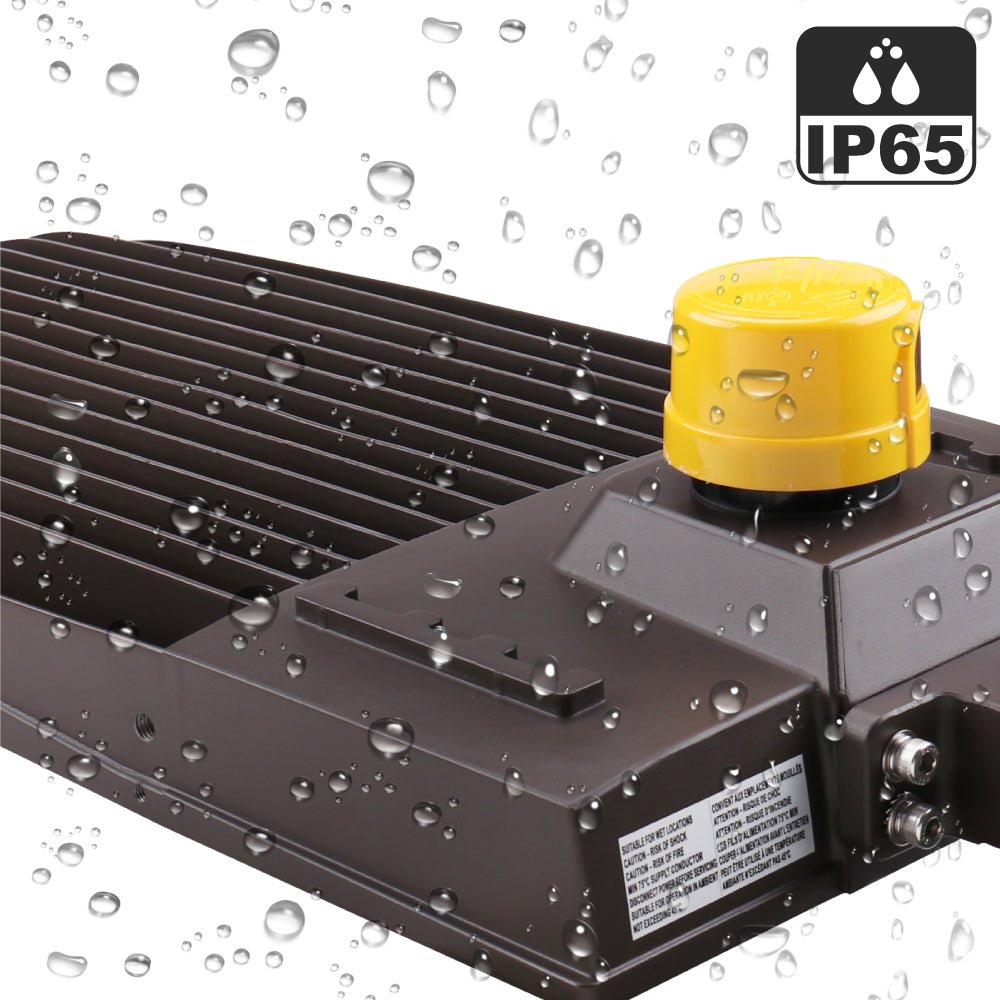 450W LED Pole Light with Dusk to Dawn Photocell, 5700K, High Voltage AC277 - 480V, Universal Mount Bronze, With 20KV Surge Protector, IP65 Waterproof, LED Parking Lot Lights - Outdoor Commercial Area Street Lighting, Gen14 - BUILDMYPLACE