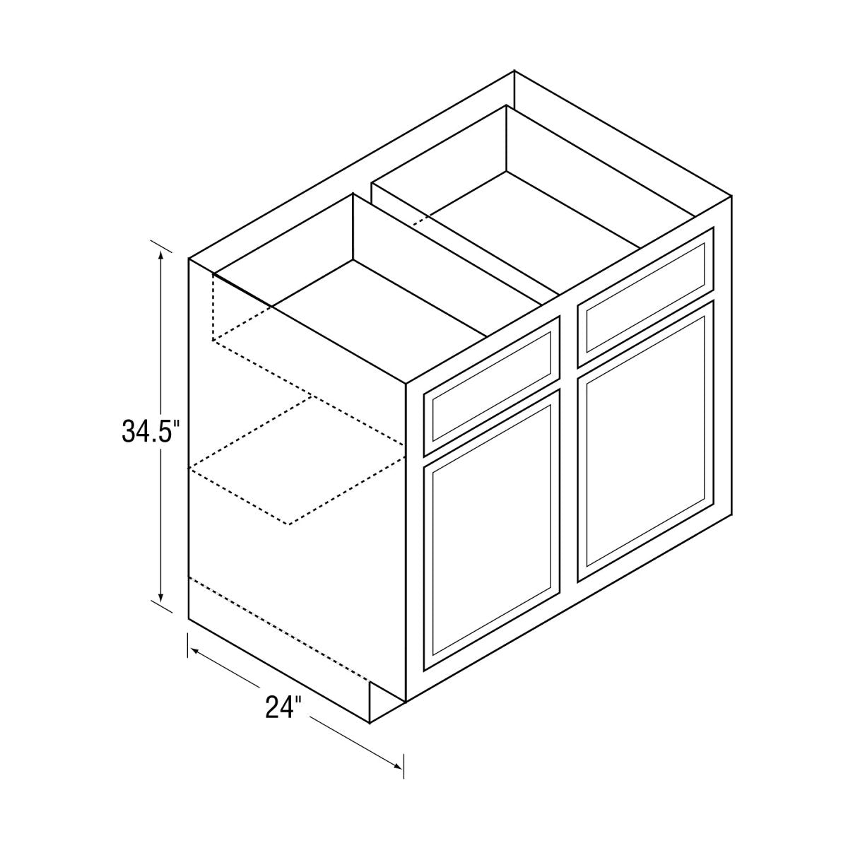 48 Inch Base Cabinets - Chadwood Shaker - 48 Inch W x 24 Inch D x 34.5 Inch H - BUILDMYPLACE