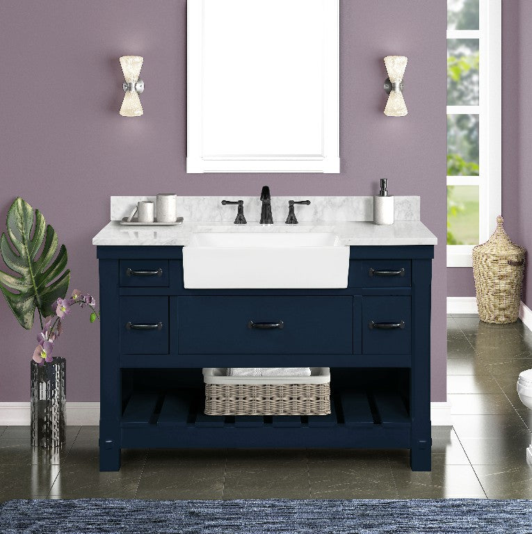 Bathroom Vanity in Navy Blue With Sink - Premium Farmington Family