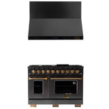 KUCHT Gemstone Professional 48 in. 6.7 cu. ft. Natural Gas Range with Sealed Burners, Griddle/Grill and Two Ovens - One Convection - in Titanium Stainless Steel