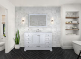 Dukes 48 in. Bathroom Freestanding Bathroom Vanity With Undermount Ceramic Sink with White Carrara Marble Top