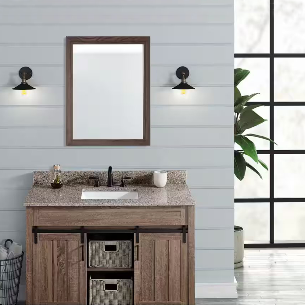 Siena Quartz Rectangular Bathroom Vanity Top with White Undermount Sink