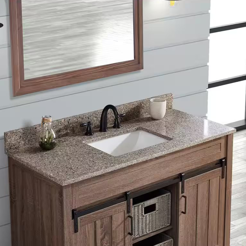 Siena Quartz Rectangular Bathroom Vanity Top with White Undermount Sink