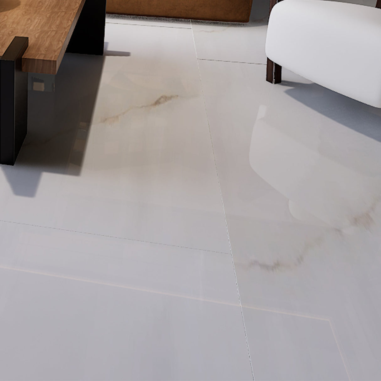 Ice Onyx 24 in. x 48 in. x 8.5 mm Polished Porcelain Floor and Wall Tile, Marble Look (15.55 sq. ft./Case & 2 PCS/Case)