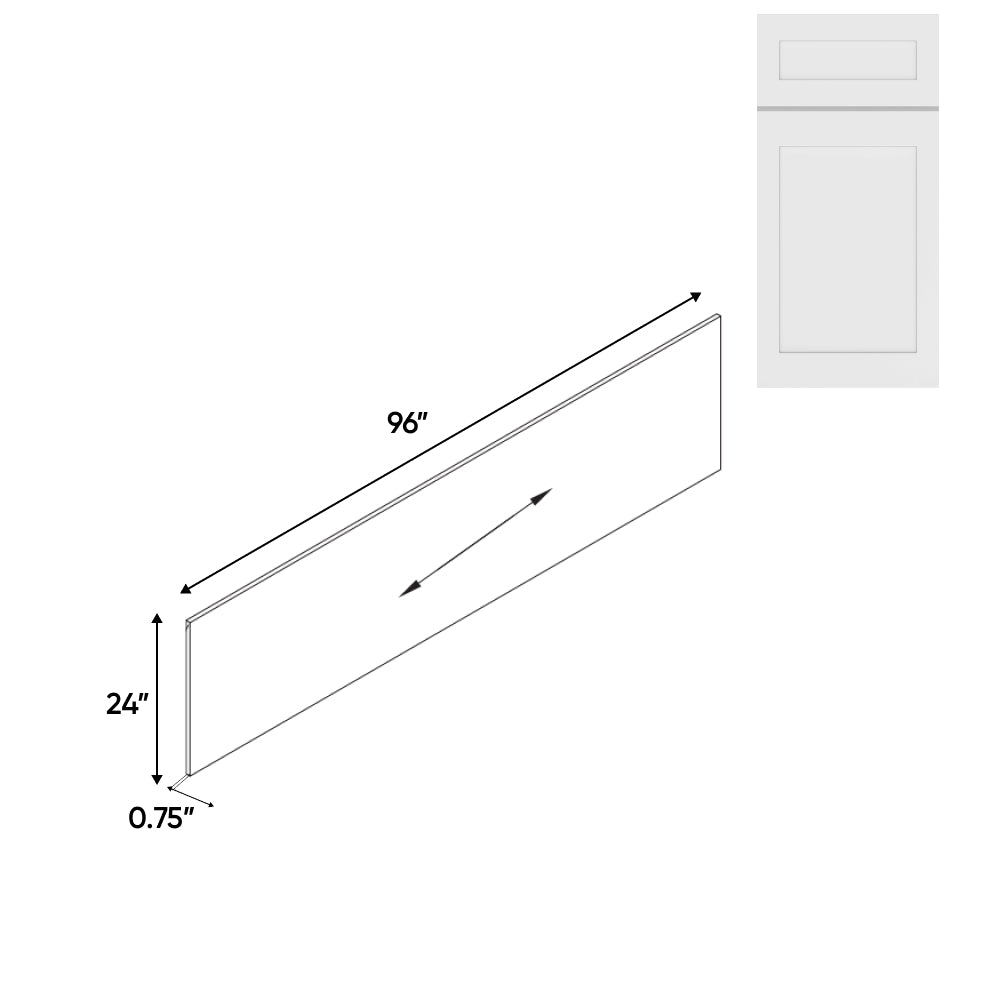 RTA - White Shaker - Shelf Board - 24"W x 96"H x 0.75"D - VWS-S2496-3/4