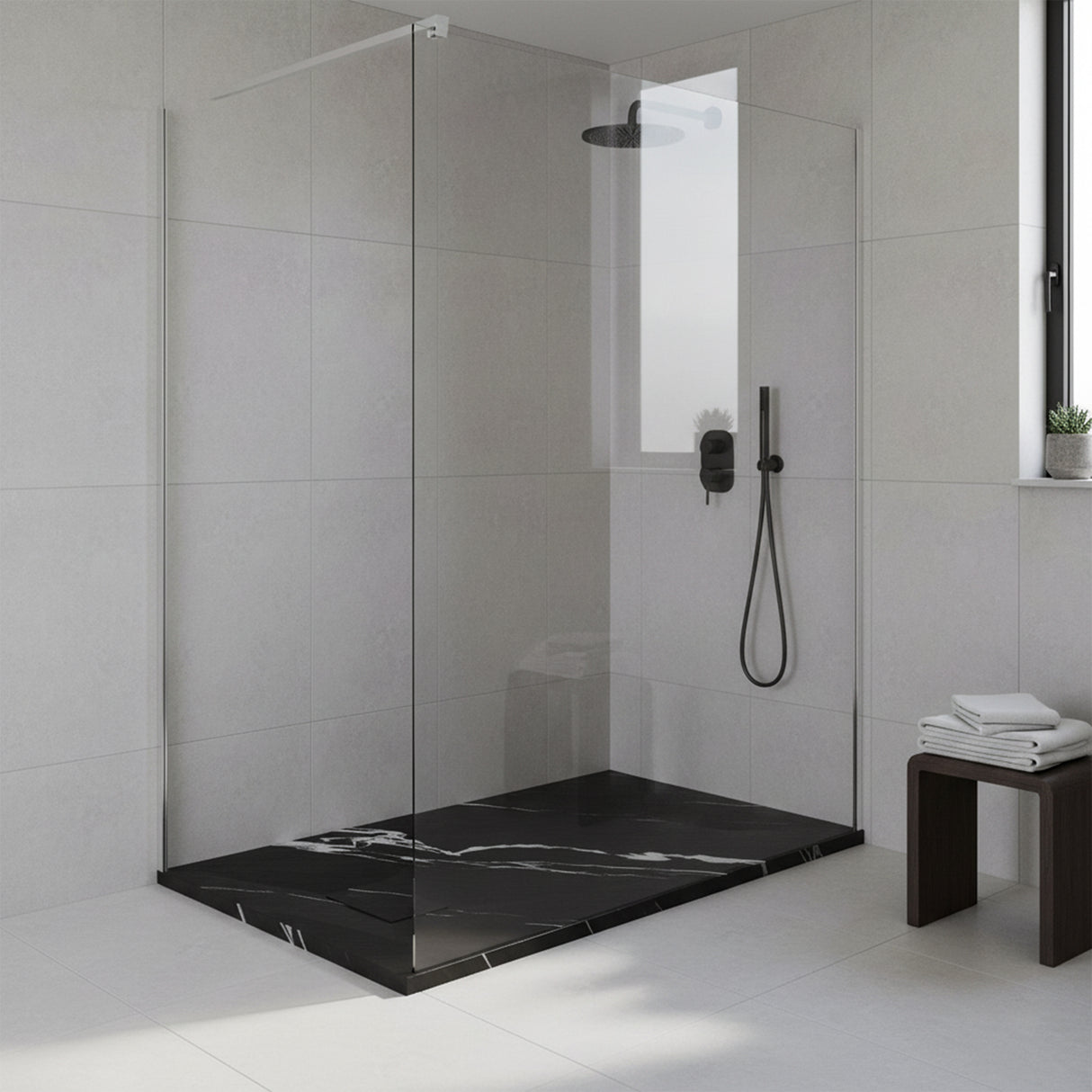 SMC / Solid Surface Shower Base Tray 60" × 32" - with Side Drain Hole, Drain Cover & Waste