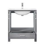 Jacques Distressed Grey Freestanding Bathroom Vanity with White Carrara Marble Top, White Square Sink