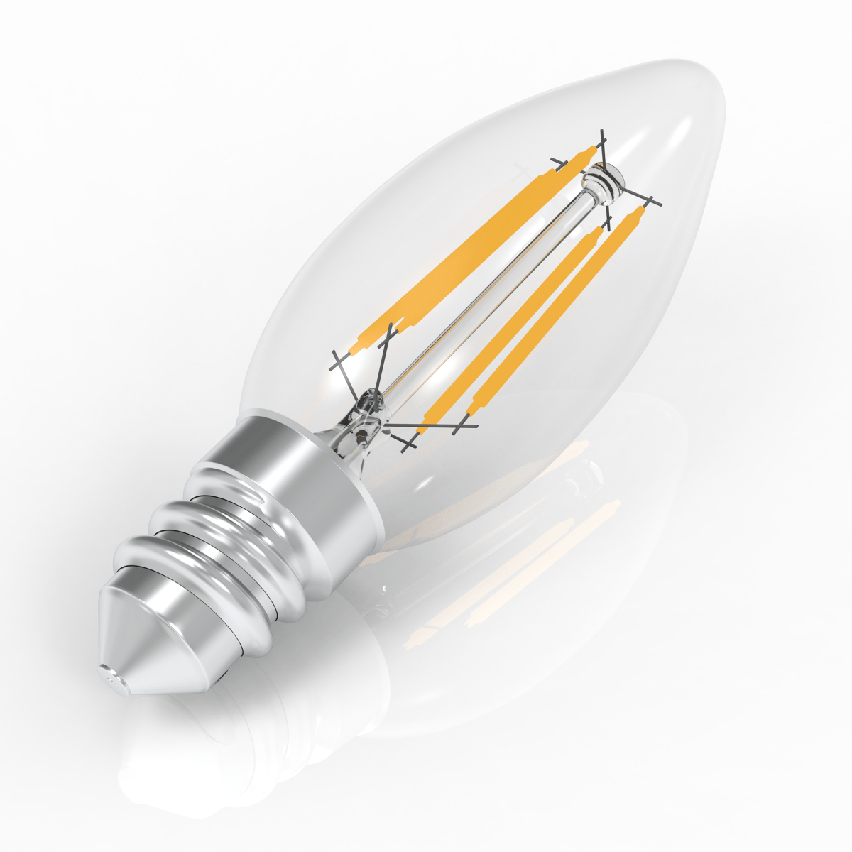 4W Filament LED Bulb, 2700K, 360LM, 120V/60Hz, 4short filament, E12 Base, Dimmable, Clear Glass, LED Candelabra Light Bulbs - BUILDMYPLACE