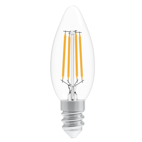 4W Filament LED Bulb, 2700K, 360LM, 120V/60Hz, 4short filament, E12 Base, Dimmable, Clear Glass, LED Candelabra Light Bulbs - LEDMyPlace