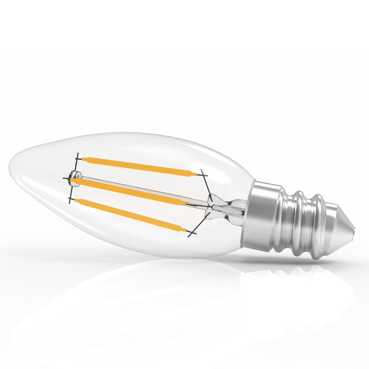 4W Filament LED Bulb, 2700K, 360LM, 120V/60Hz, 4short filament, E12 Base, Dimmable, Clear Glass, LED Candelabra Light Bulbs - BUILDMYPLACE