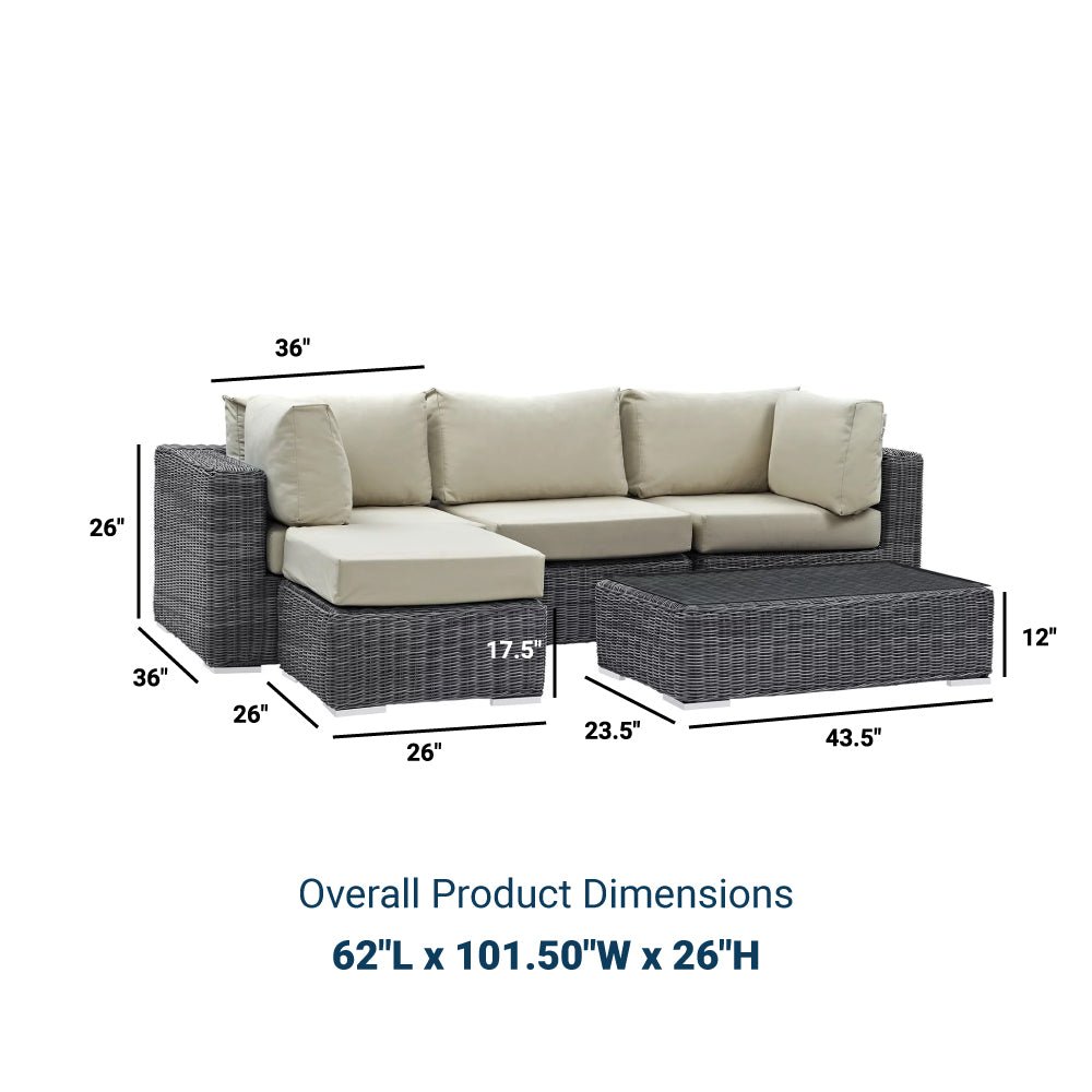 5 Piece Summon Outdoor Patio Sectional Set - BUILDMYPLACE