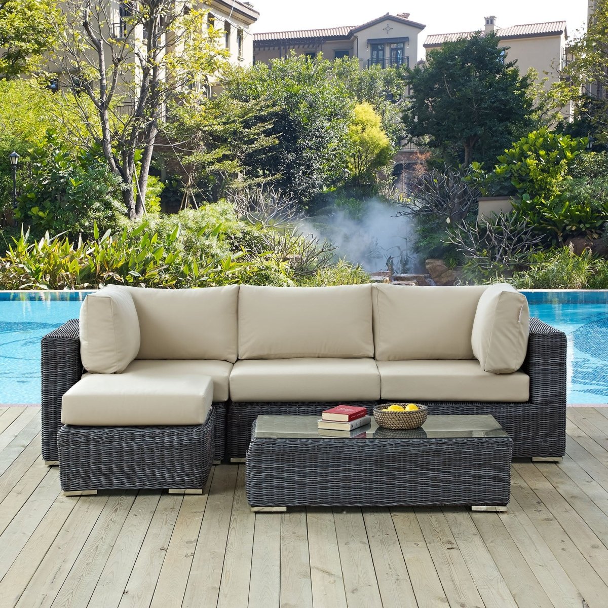 5 Piece Summon Outdoor Patio Sectional Set - BUILDMYPLACE