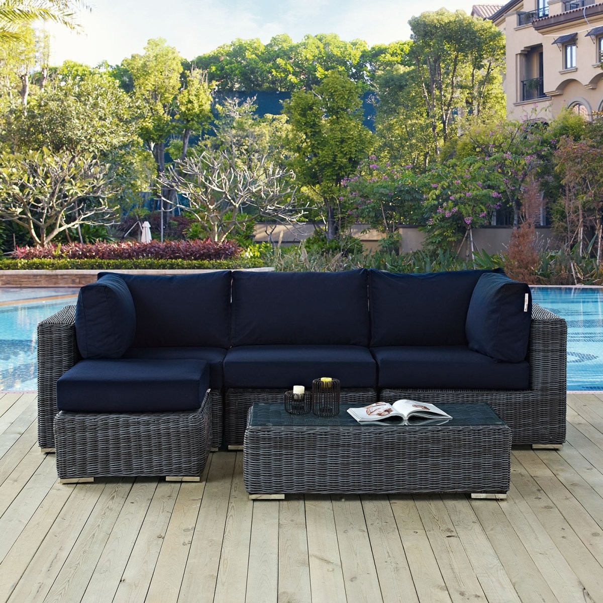 5 Piece Summon Outdoor Patio Sectional Set - BUILDMYPLACE