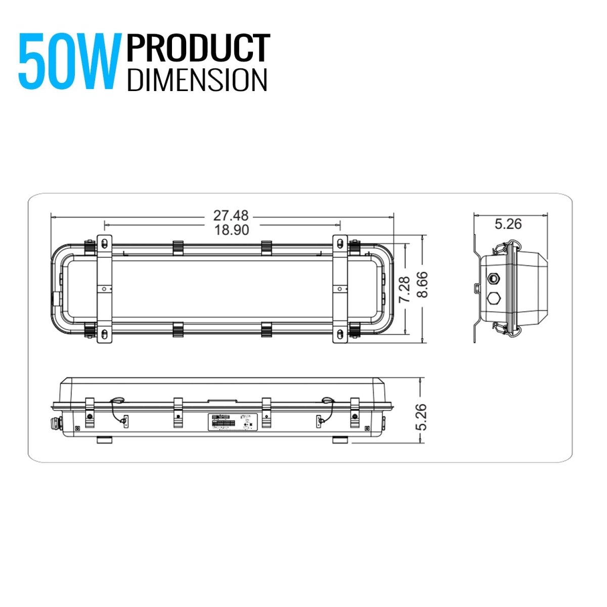 50 Watt 4FT LED Explosion Proof Vapor Proof Light, R Series, Dimmable, 5000K, 7000LM, AC100 - 277V, IP66, Ideal for Oil & Gas Refineries, Drilling Rigs, Petrochemical Facilities - BUILDMYPLACE