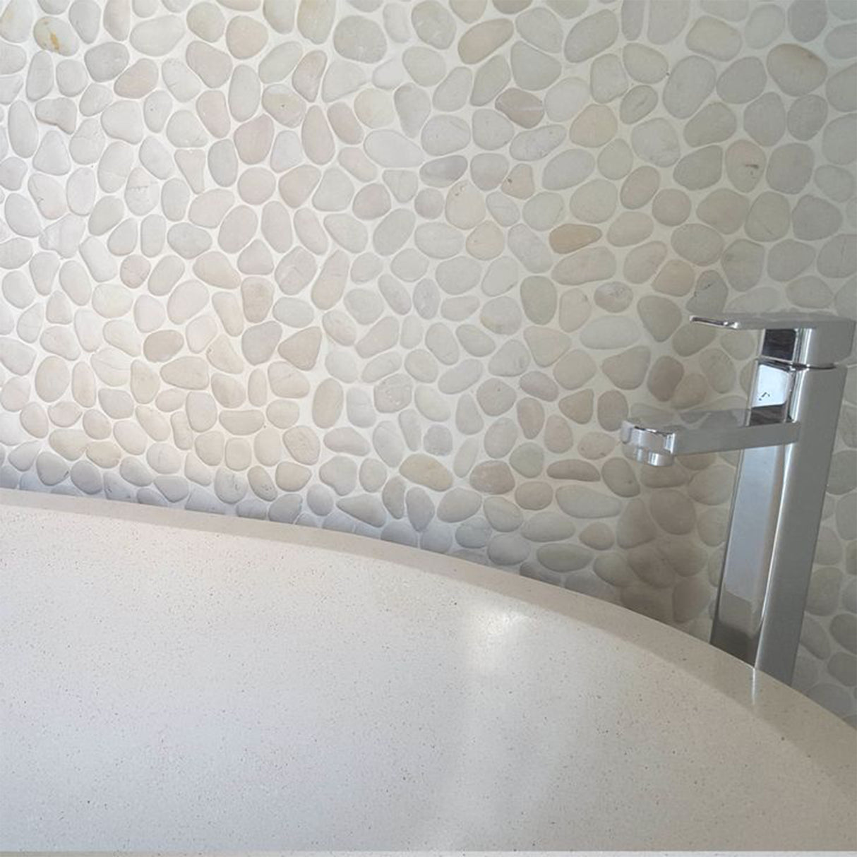 Zen Serenity Ivory Natural Pebble Mosaic