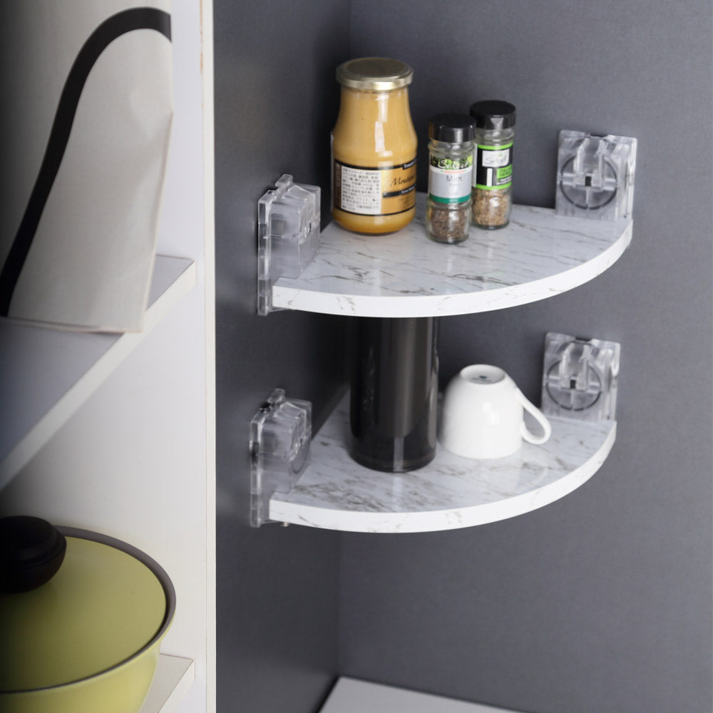 9 In Fluid Honed Marble Corner Shelf