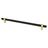 Radial Reign 12 inch CC Matte Black Bar and Modern Brushed Gold Posts Appliance Pull