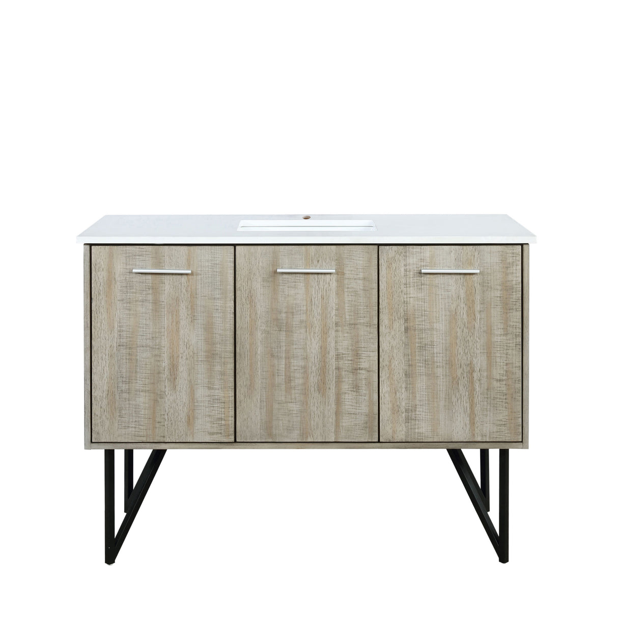 Lancy 48 in. Rustic Acacia  Freestanding Bathroom Vanity with White Quartz Top, and White Square Sink