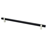Rivet Rebel 12 inch CC Matte Black Bar and Brushed Nickel Posts Appliance Pull