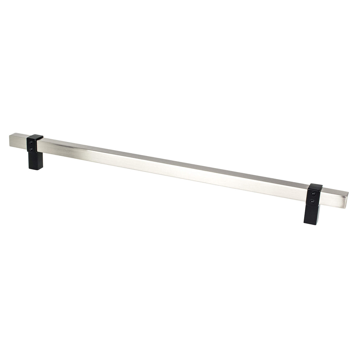 Rivet Rebel 12 inch CC Brushed Nickel Bar and Matte Black Posts Appliance Pull