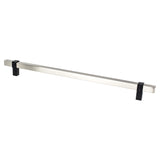 Rivet Rebel 12 inch CC Brushed Nickel Bar and Matte Black Posts Appliance Pull