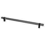Rivet Rebel 12 inch CC Slate Bar and Matte Black Posts Appliance Pull