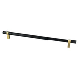 Radial Reign 18 inch CC Matte Black Bar and Modern Brushed Gold Posts Appliance Pull