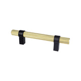 Radial Reign 96mm CC Modern Brushed Gold Bar and Matte Black Posts Pull