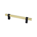 Radial Reign 128mm CC Modern Brushed Gold Bar and Matte Black Posts Pull