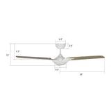 Innovator White/Modern Wood Pattern/Wood 3 Blade Smart Ceiling Fan with Dimmable LED Light Kit Works with Remote Control, Wi-Fi apps and Voice control via Google Assistant/Alexa/Siri