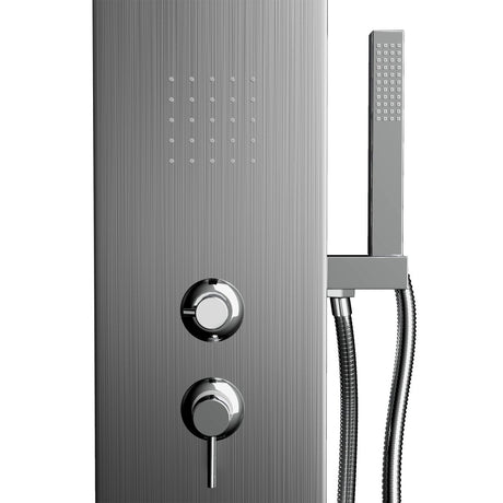 53 in. 2 - Jet Stainless Steel Shower Panel System With Fixed Rainfall & Waterfall Shower Head, Handheld Shower,Tub Spout, Self - Cleaning & Jet Massage Feature - BUILDMYPLACE