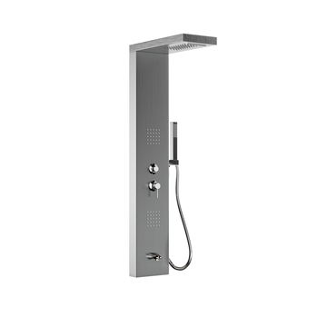 53 in. 2 - Jet Stainless Steel Shower Panel System With Fixed Rainfall & Waterfall Shower Head, Handheld Shower,Tub Spout, Self - Cleaning & Jet Massage Feature - BUILDMYPLACE