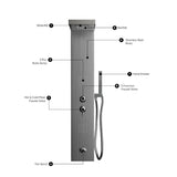 53 in. 2 - Jet Stainless Steel Shower Panel System With Fixed Rainfall & Waterfall Shower Head, Handheld Shower,Tub Spout, Self - Cleaning & Jet Massage Feature - BUILDMYPLACE