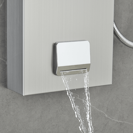 53 in. 6 - Jet Stainless Steel Shower Panel System w/ Fixed Rainfall & Waterfall Shower Head, Tub Spout & Handheld, Jet Massage Feature - BUILDMYPLACE