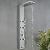 53 in. 6 - Jet Stainless Steel Shower Panel System w/ Fixed Rainfall & Waterfall Shower Head, Tub Spout & Handheld, Jet Massage Feature - BUILDMYPLACE