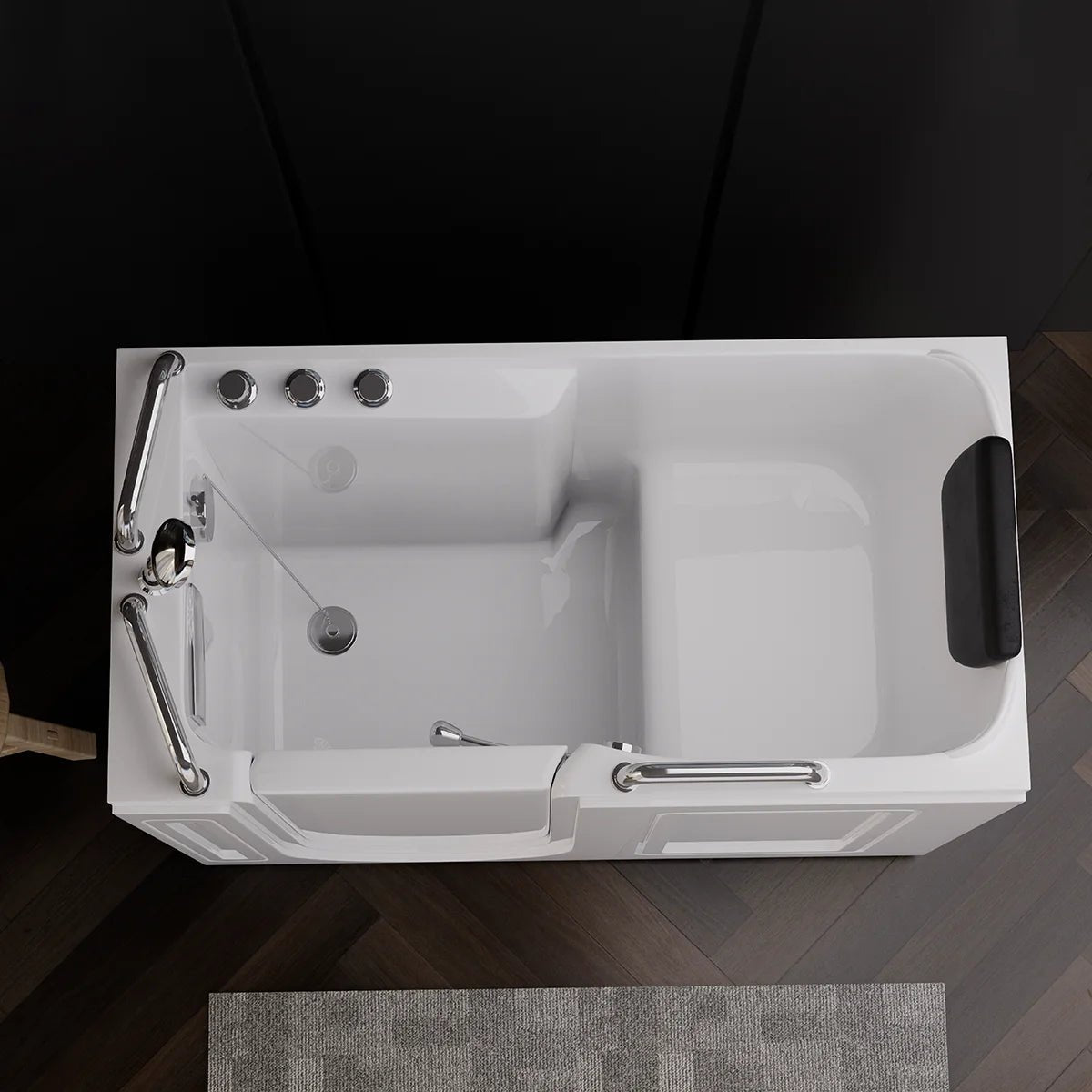 53 in. Acrylic Walk in Bathtub for Disabled Person, - Left Side Door - BUILDMYPLACE