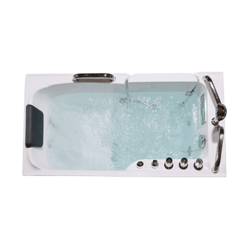 53 x 27 in. Acrylic Soaking Walk-in Whirlpool Bathtub with Left Side Door and Side Drain