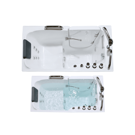 53 x 27 in. Acrylic Soaking Walk - in Whirlpool Bathtub with Left Side Door and Side Drain - BUILDMYPLACE