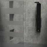 55 in. 3 - Jet Stainless Steel Matte Black Shower Panel System with Fixed Rainfall & Waterfall Shower Head, Tub Spout & Handheld Shower, Self - Cleaning & Jet Massage Feature - BUILDMYPLACE