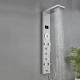 55 In. 5 - Jet Stainless Steel Shower Panel System With Fixed LED Rainfall Shower Head, LED Temperature Display & Handheld Shower, Self - Cleaning & Jet Massage Feature - BUILDMYPLACE